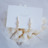 18k Real Leaf Earrings Zirconia Stud Crystal Wedding Ring Pendant