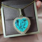 Heart-Shaped Paraiba Tourmaline Emerald Gemstone Pendant Necklace