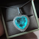 Heart-Shaped Paraiba Tourmaline Emerald Gemstone Pendant Necklace