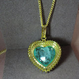 Heart-Shaped Paraiba Tourmaline Emerald Gemstone Pendant Necklace