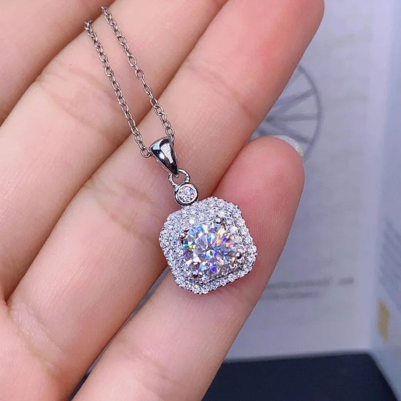 2ct Moissanite Pendant Real Filled Wedding Pendants Necklace For Women
