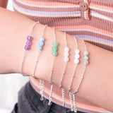 3 Natural Gemstone Bracelets for Women Stainless Steel Beaded Bracelet