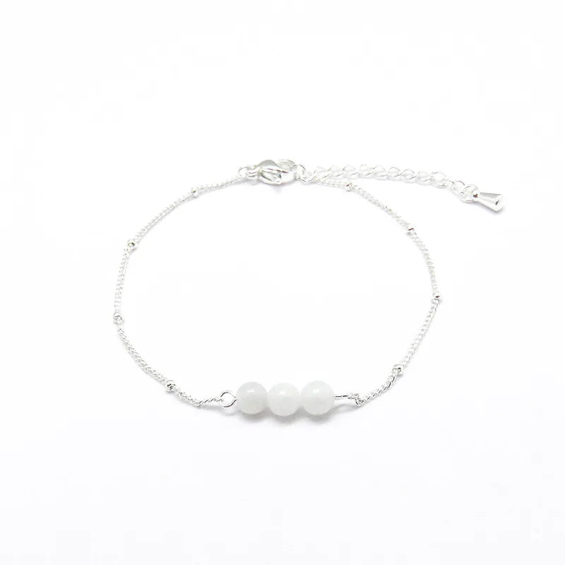 3 Natural Gemstone Bracelets for Women Stainless Steel Beaded Bracelet