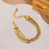 Stainless Steel 3 Layered Chain Bracelet - Hiphop Unisex Jewelry