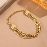 Stainless Steel 3 Layered Chain Bracelet - Hiphop Unisex Jewelry