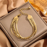 Stainless Steel 3 Layered Chain Bracelet - Hiphop Unisex Jewelry