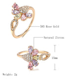Rose Bee Ring for Women Zircon Micro Inlay Golden Rings