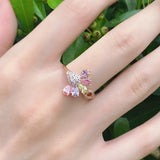 Rose Bee Ring for Women Zircon Micro Inlay Golden Rings
