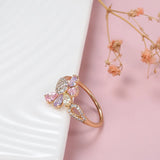 Rose Bee Ring for Women Zircon Micro Inlay Golden Rings