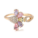 Rose Bee Ring for Women Zircon Micro Inlay Golden Rings