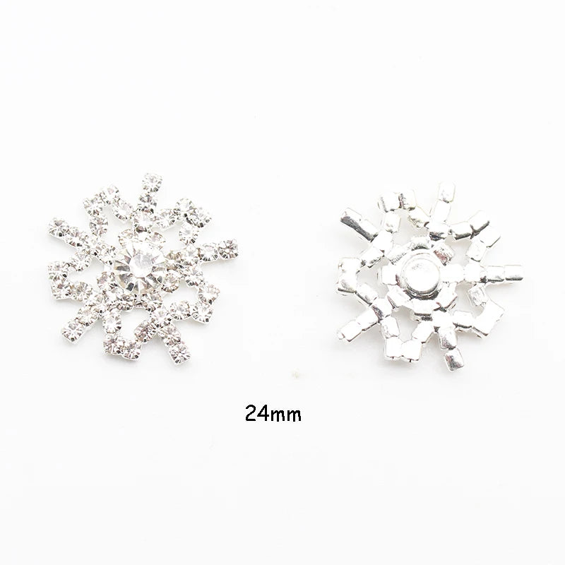 5Pcs Silver Snowflake Rhinestone Christmas Hat Hairpin DIY Jewelry Accessories