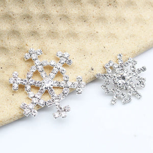 5Pcs Silver Snowflake Rhinestone Christmas Hat Hairpin DIY Jewelry Accessories