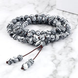 6MM Grey Malachite Stone Multilayer Pendant Bracelet