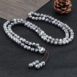 6MM Grey Malachite Stone Multilayer Pendant Bracelet