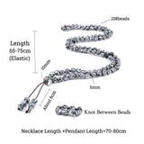 6MM Grey Malachite Stone Multilayer Pendant Bracelet
