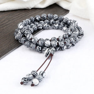 6MM Grey Malachite Stone Multilayer Pendant Bracelet