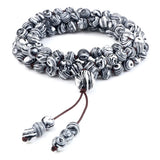 6MM Grey Malachite Stone Multilayer Pendant Bracelet
