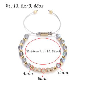 Charm CZ Beads Bracelets Natural Stone Bangles