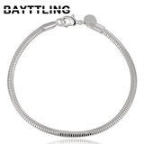 Charm 925 Silver Bracelet 3mm Snake Chain Party Jewelry