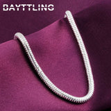 Charm 925 Silver Bracelet 3mm Snake Chain Party Jewelry