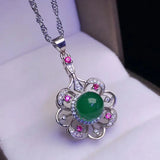 925 Silver Green Jade Emerald Choker Necklace