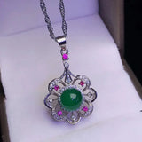 925 Silver Green Jade Emerald Choker Necklace