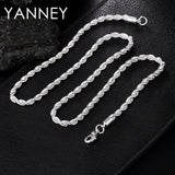 925 Sterling Silver 4MM Rope Chain Necklace Bracelet Set