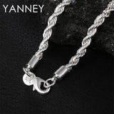 925 Sterling Silver 4MM Rope Chain Necklace Bracelet Set