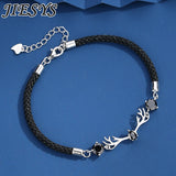 925 Sterling Silver Bangle Deer Zircon Crystal Bracelet Wedding Gift
