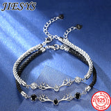 925 Sterling Silver Bangle Deer Zircon Crystal Bracelet Wedding Gift