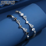 925 Sterling Silver Bangle Deer Zircon Crystal Bracelet Wedding Gift