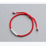925 Silver Bead Bracelet Red Thread String Rope Bangle