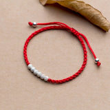 925 Silver Bead Bracelet Red Thread String Rope Bangle
