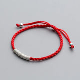 925 Silver Bead Bracelet Red Thread String Rope Bangle