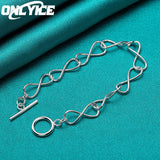 925 Sterling Silver Bracelet For Women - Fine 8-shaped Ot Buckle Chain