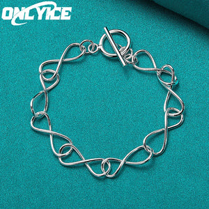 925 Sterling Silver Bracelet For Women - Fine 8-shaped Ot Buckle Chain
