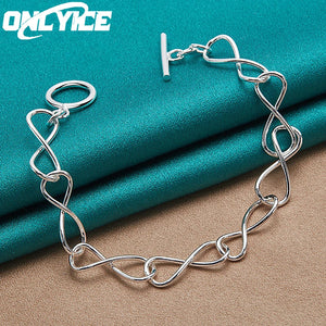 925 Sterling Silver Bracelet For Women - Fine 8-shaped Ot Buckle Chain