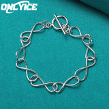 925 Sterling Silver Bracelet For Women - Fine 8-shaped Ot Buckle Chain