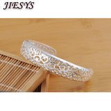925 Sterling Silver Bracelet Hollow Pattern Bangle Women Jewelry