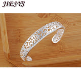 925 Sterling Silver Bracelet Hollow Pattern Bangle Women Jewelry