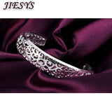925 Sterling Silver Bracelet Hollow Pattern Bangle Women Jewelry