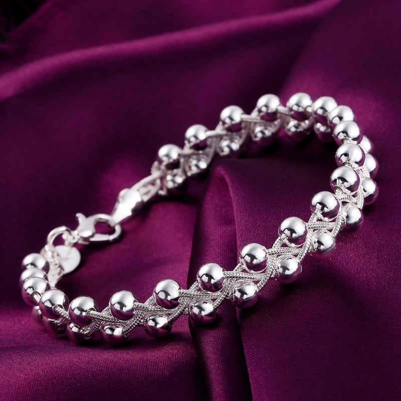 925 Silver Bracelets for Women Braided Chain Wedding Christmas Gift