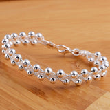 925 Silver Braided Beads Bracelet for Women Wedding Party