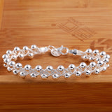 925 Silver Beaded Chain Bracelet for Women Wedding Party Gift