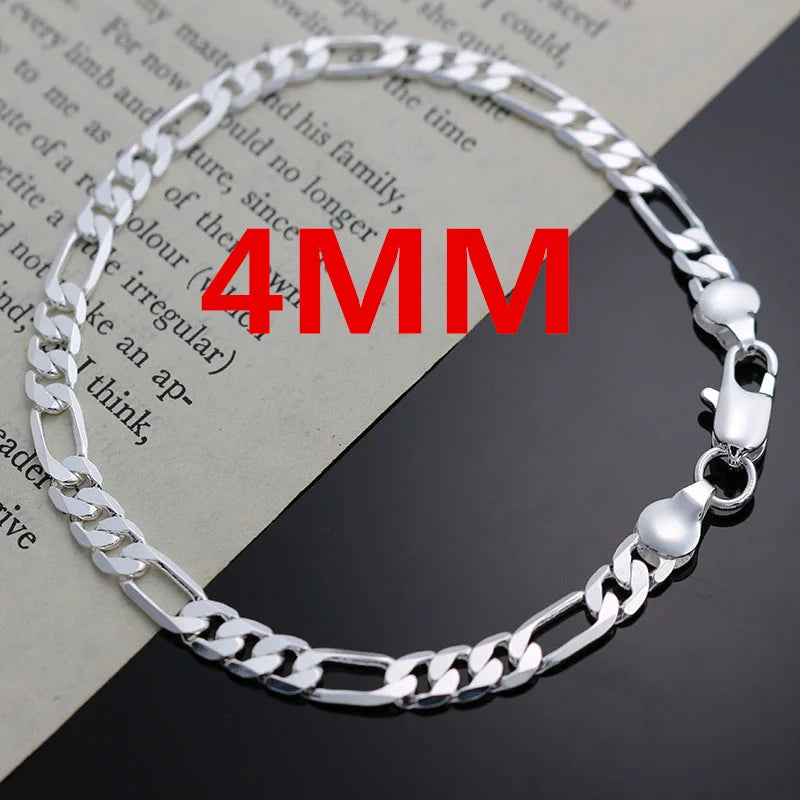 925 Silver Bracelet Women 4MM Chain Jewelry