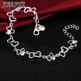 925 Silver Bracelet Women Heart Chain Wedding Party Christmas Jewelry