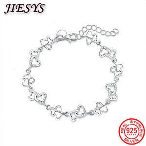925 Silver Bracelet Women Heart Chain Wedding Party Christmas Jewelry
