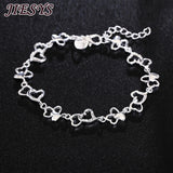 925 Silver Bracelet Women Heart Chain Wedding Party Christmas Jewelry