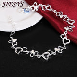 925 Silver Bracelet Women Heart Chain Wedding Party Christmas Jewelry