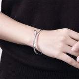 925 Silver Bracelets for Women Water droplets Bangles Lady Wedding Party Gift